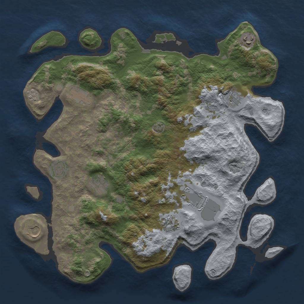 Rust Map: Barren, Size: 3950, Seed: 11508432, 13 Monuments