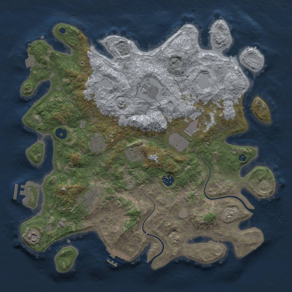 Rust Map: Procedural Map, Size: 3900, Seed: 68345186, 14 Monuments