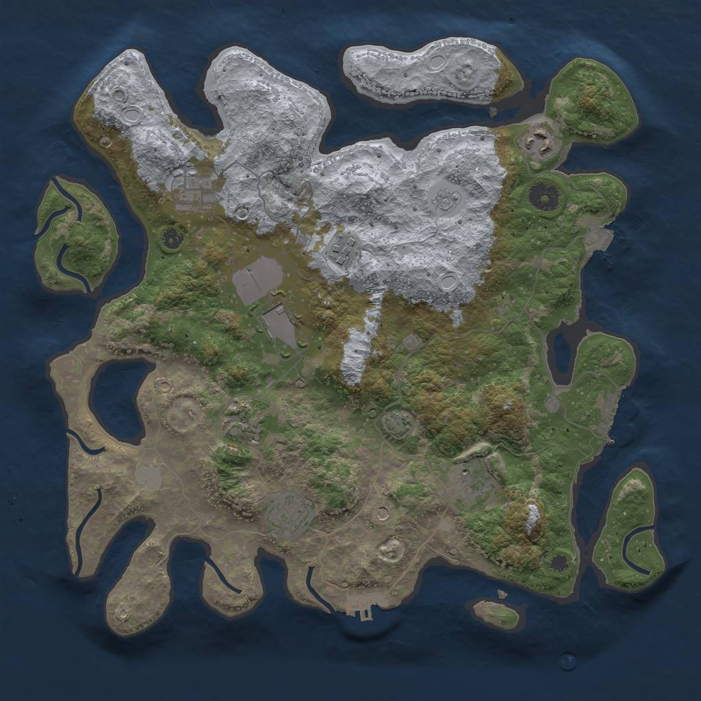 Rust Map: Procedural Map, Size: 3600, Seed: 7703501, 15 Monuments