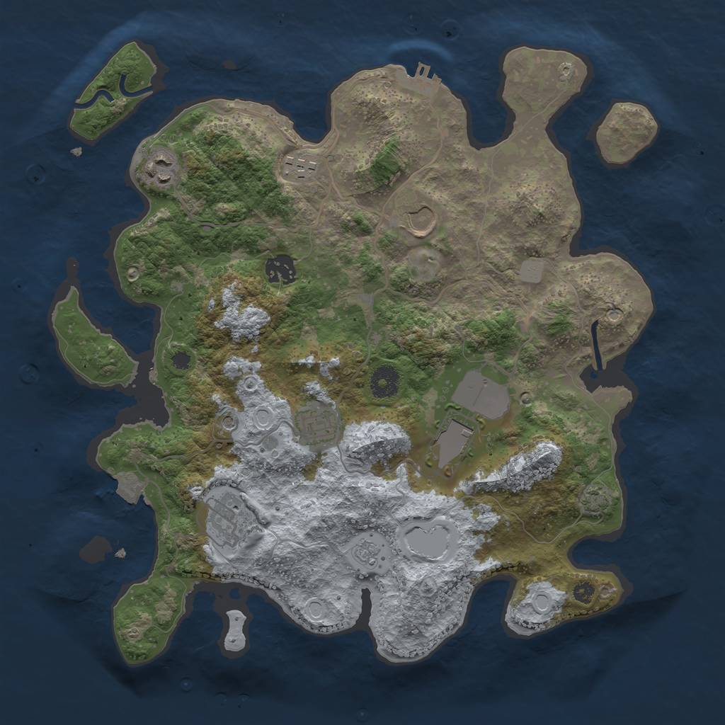 Rust Map: Procedural Map, Size: 3500, Seed: 20854188, 14 Monuments