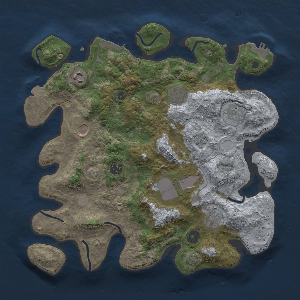Rust Map: Procedural Map, Size: 3500, Seed: 44203184, 15 Monuments