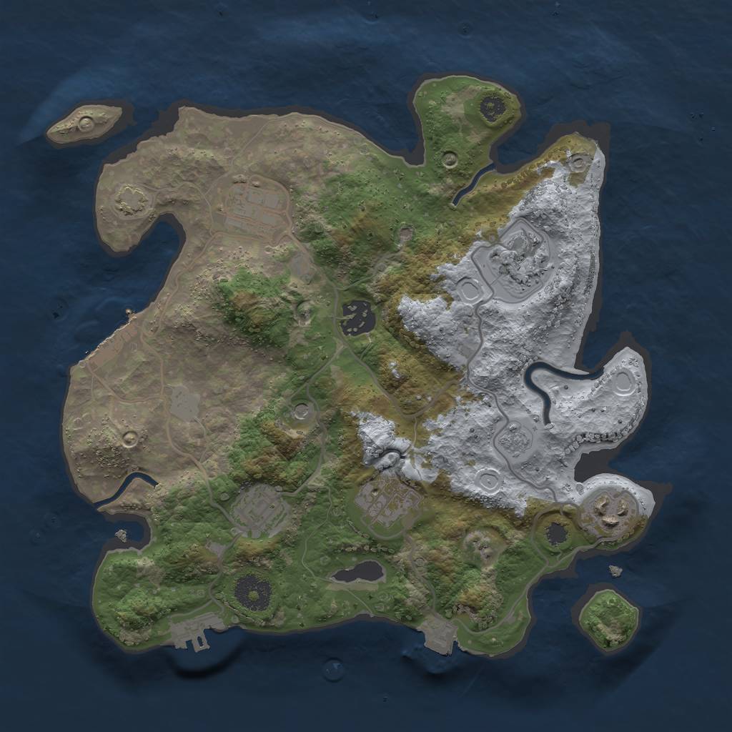 Rust Map: Procedural Map, Size: 3000, Seed: 3875649, 14 Monuments