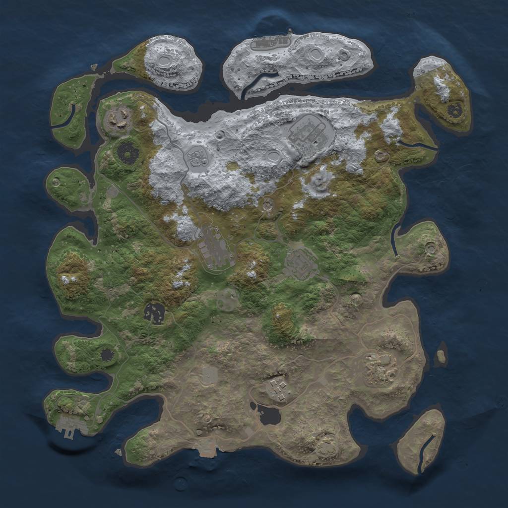 Rust Map: Procedural Map, Size: 3450, Seed: 71238380, 15 Monuments