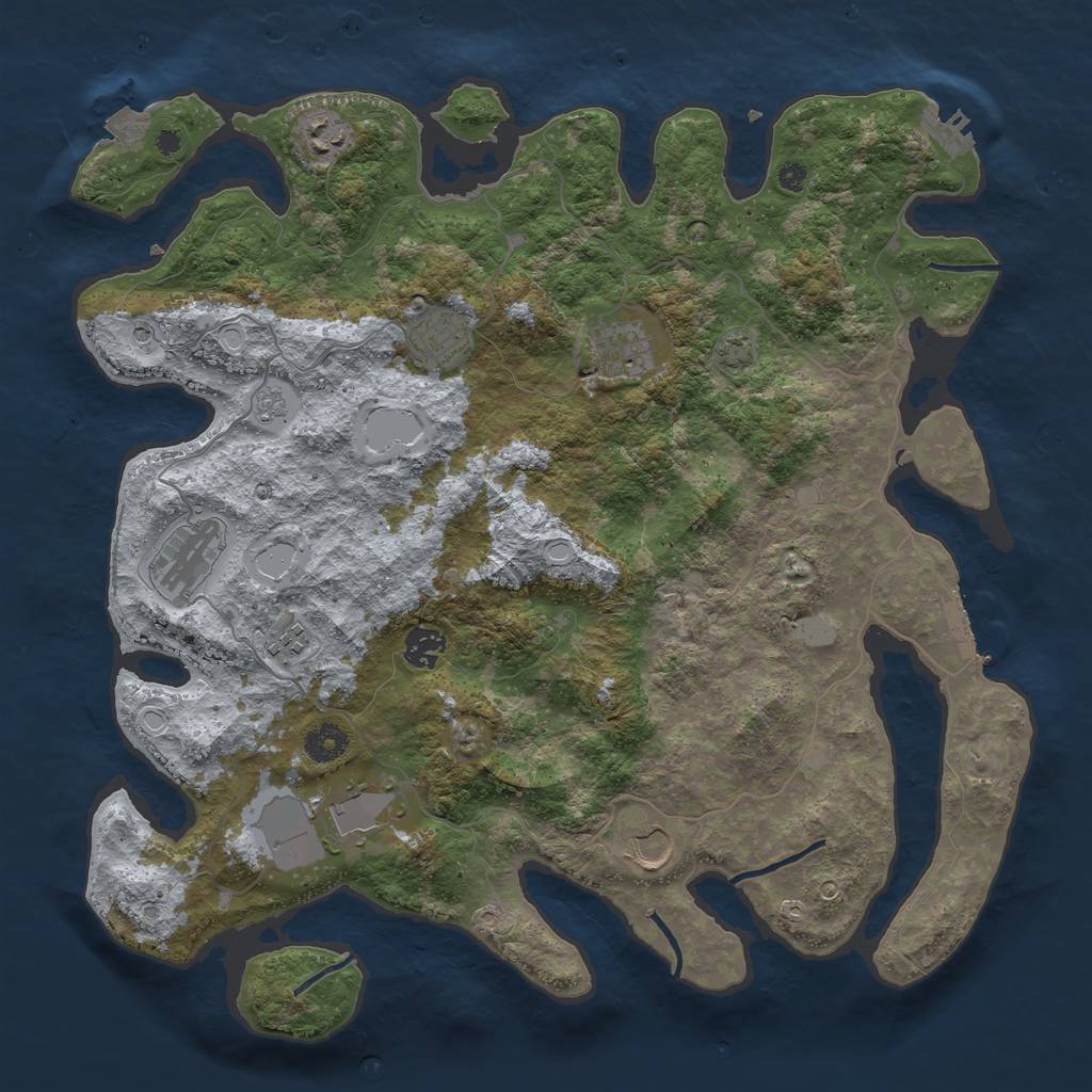 Rust Map: Procedural Map, Size: 3950, Seed: 42043035, 16 Monuments