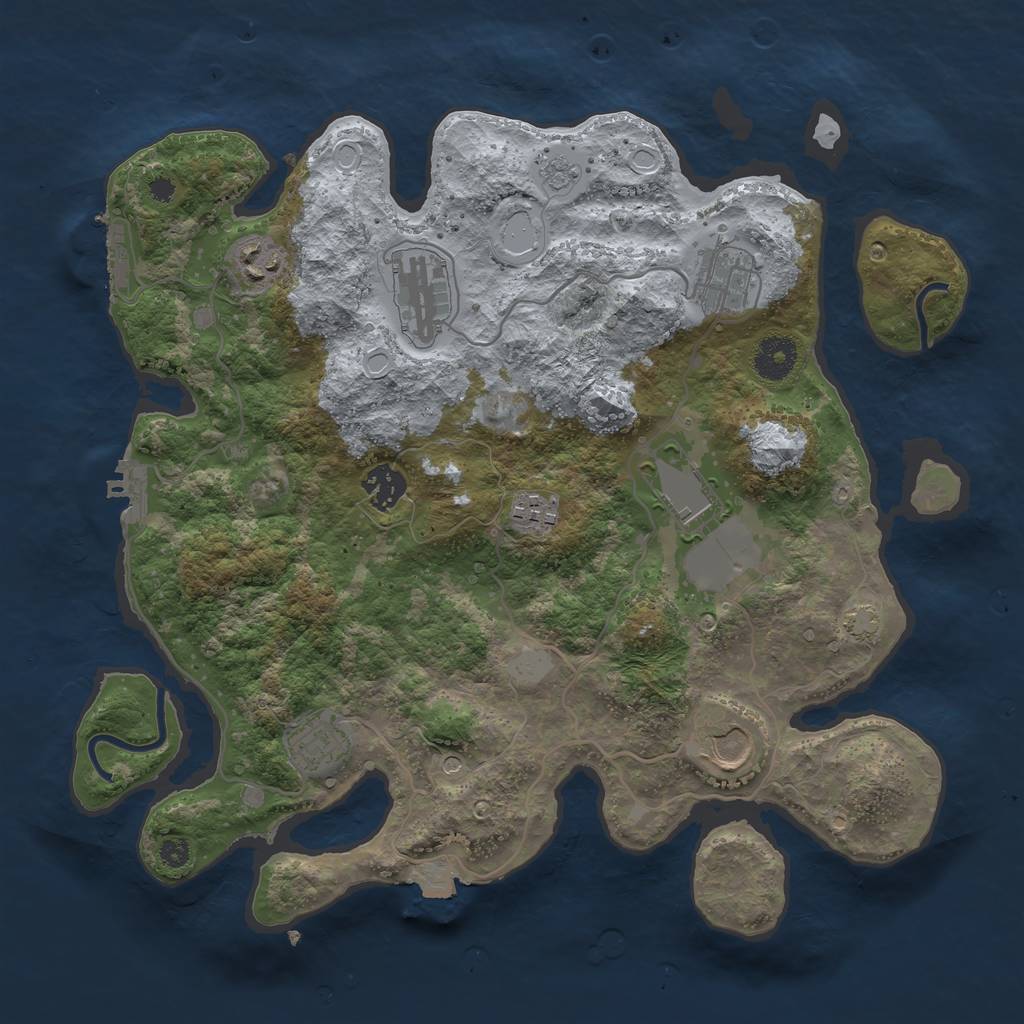 Rust Map: Procedural Map, Size: 3550, Seed: 87515761, 16 Monuments