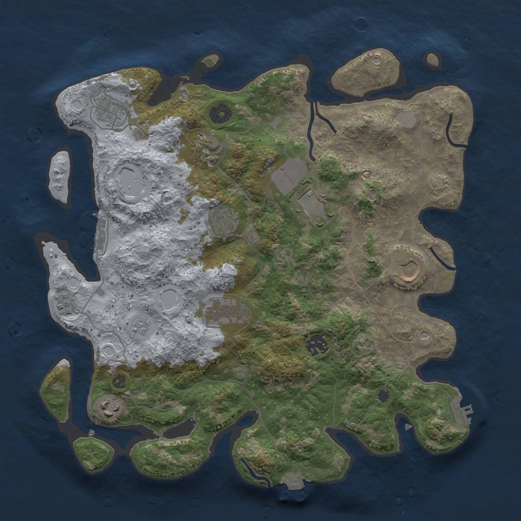 Rust Map: Procedural Map, Size: 3700, Seed: 50613809, 17 Monuments