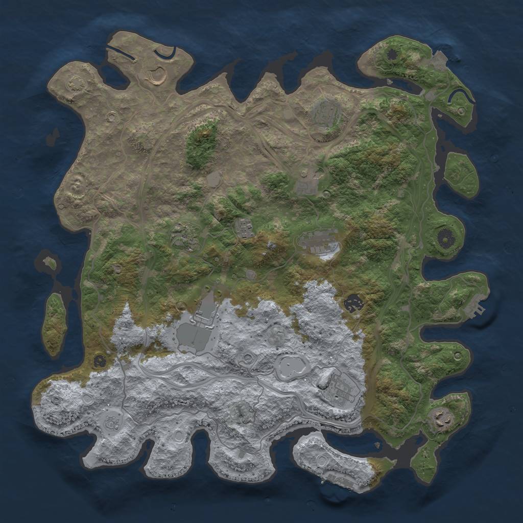 Rust Map: Procedural Map, Size: 4250, Seed: 47354574, 18 Monuments