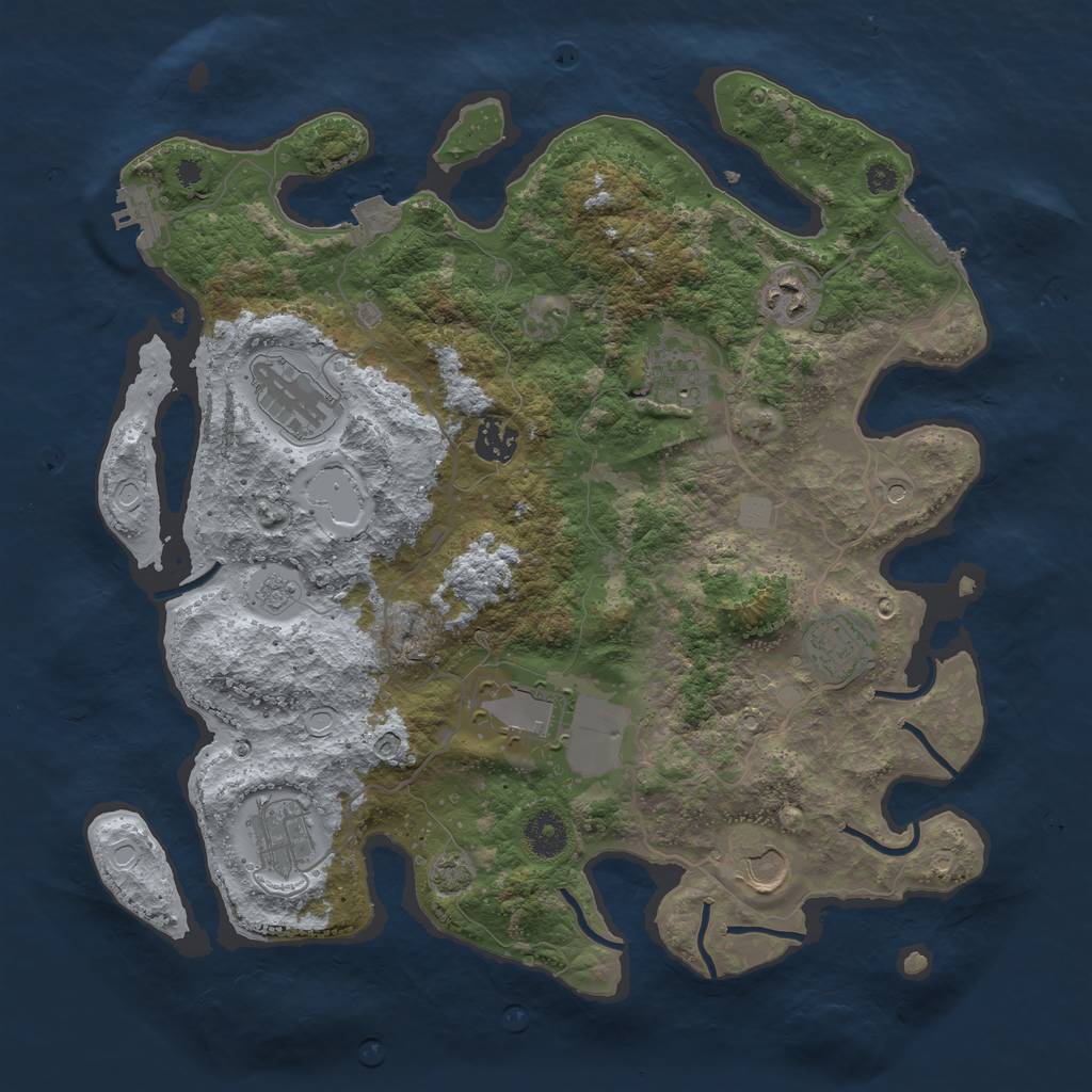 Rust Map: Procedural Map, Size: 3700, Seed: 34616787, 16 Monuments