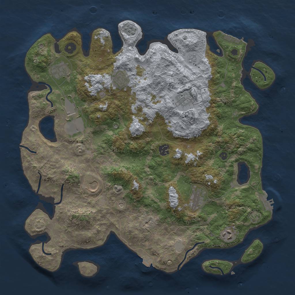 Rust Map: Procedural Map, Size: 3950, Seed: 42970146, 17 Monuments