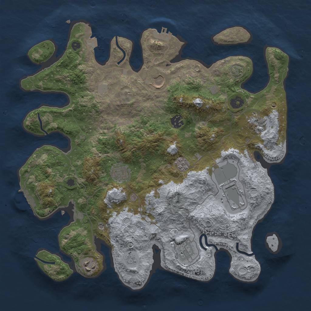 Rust Map: Procedural Map, Size: 3600, Seed: 43745344, 16 Monuments