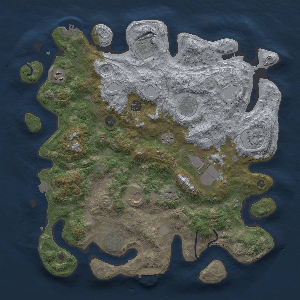 Rust Map: Procedural Map, Size: 4000, Seed: 85872164, 17 Monuments