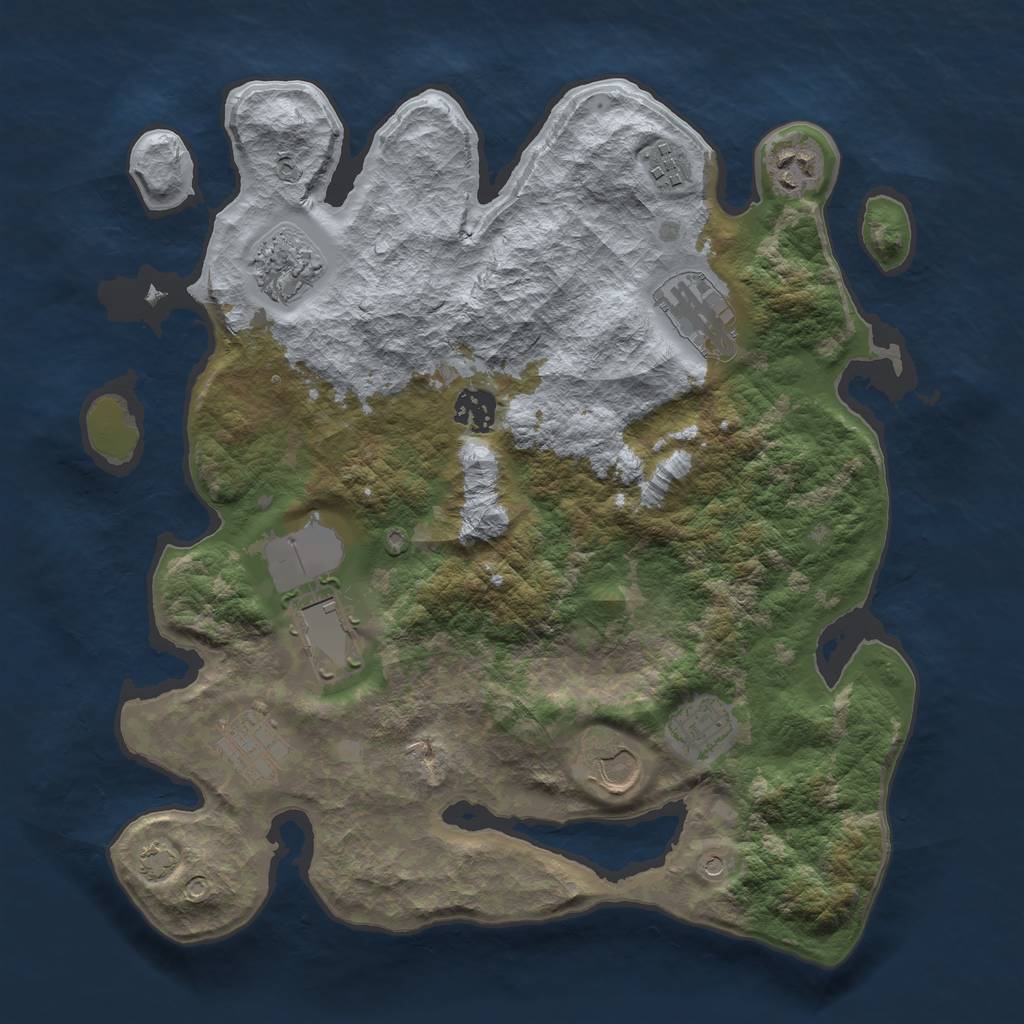 Rust Map: Barren, Size: 3500, Seed: 18, 13 Monuments