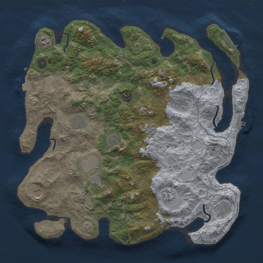 Rust Map: Procedural Map, Size: 4000, Seed: 1842592316, 18 Monuments