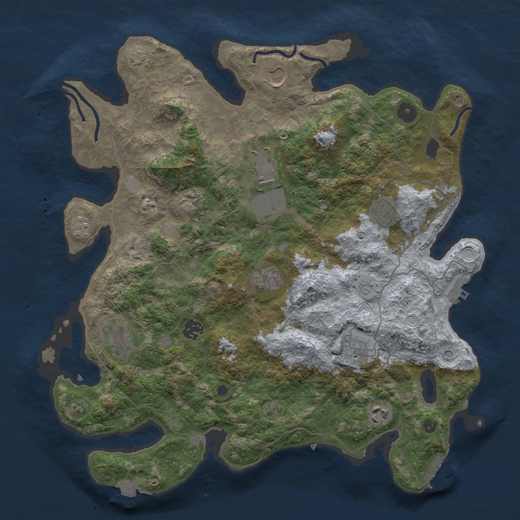 Rust Map: Procedural Map, Size: 4000, Seed: 532868429, 18 Monuments