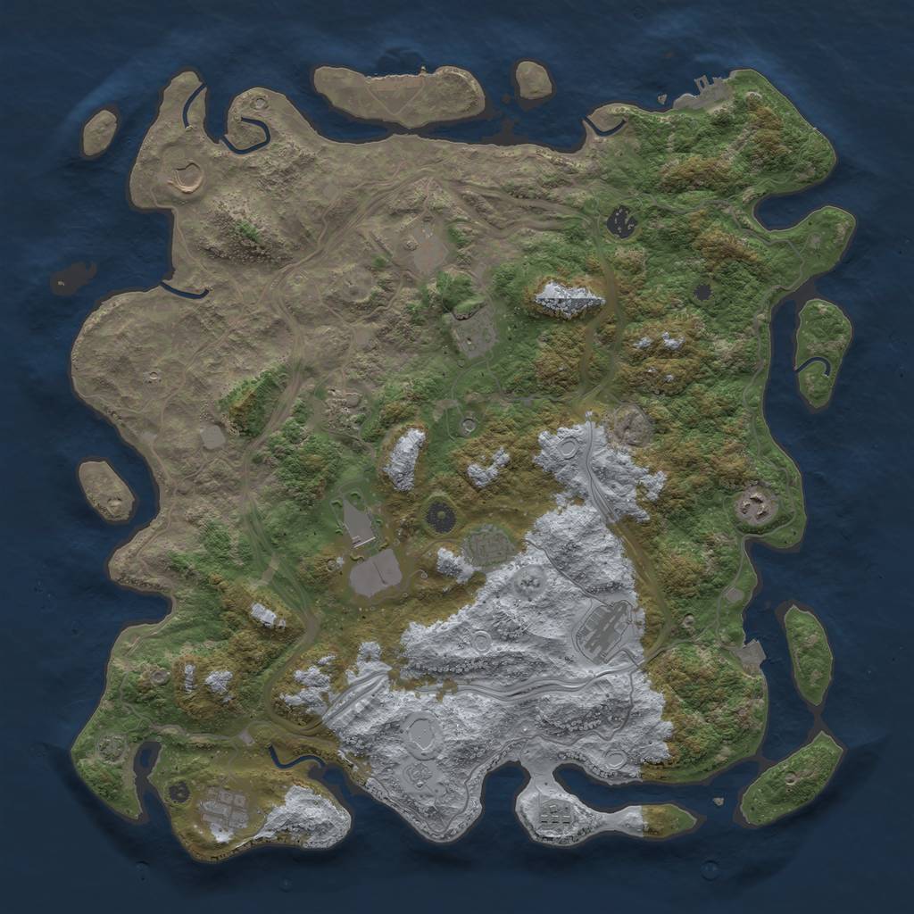 Rust Map: Procedural Map, Size: 4600, Seed: 1305683658, 19 Monuments