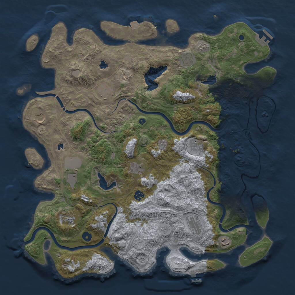 Rust Map: Procedural Map, Size: 4600, Seed: 1305683658, 17 Monuments