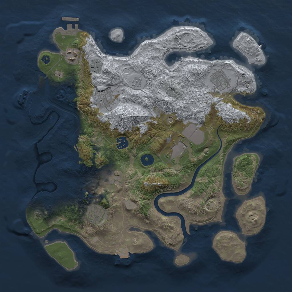 Rust Map: Procedural Map, Size: 3500, Seed: 2072951191, 14 Monuments
