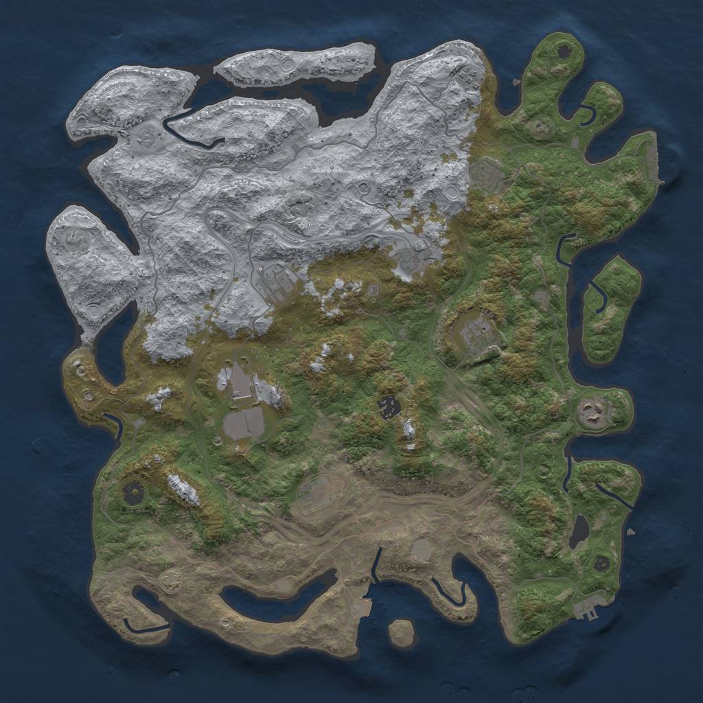 Rust Map: Procedural Map, Size: 4500, Seed: 1896065755, 17 Monuments