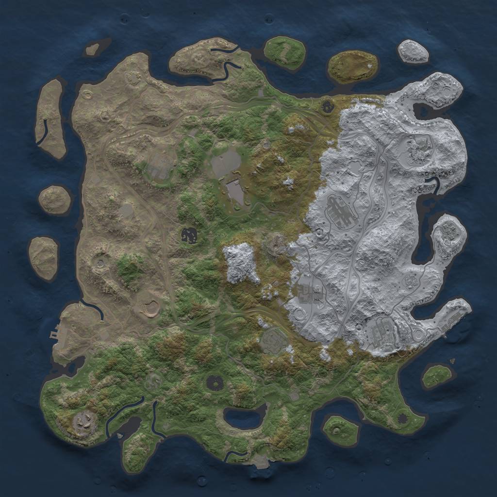 Rust Map: Procedural Map, Size: 4400, Seed: 1597365907, 19 Monuments