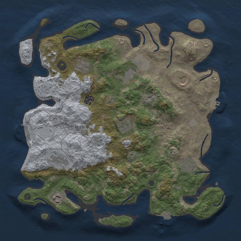 Rust Map: Procedural Map, Size: 3700, Seed: 1214365192, 17 Monuments
