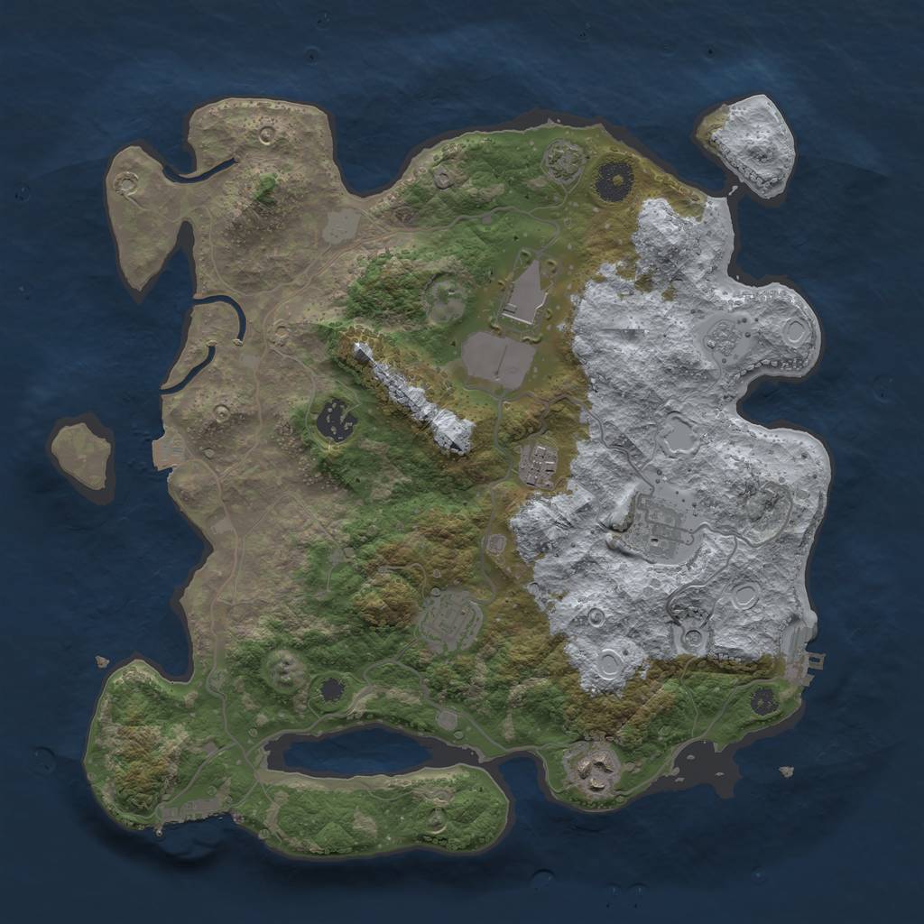 Rust Map: Procedural Map, Size: 3500, Seed: 1462417511, 14 Monuments