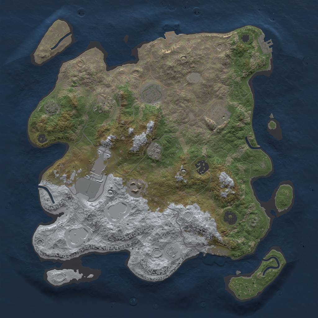 Rust Map: Procedural Map, Size: 3500, Seed: 23100521, 15 Monuments