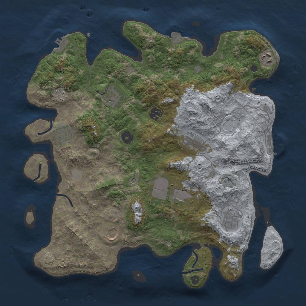 Rust Map: Procedural Map, Size: 3750, Seed: 113542941, 17 Monuments
