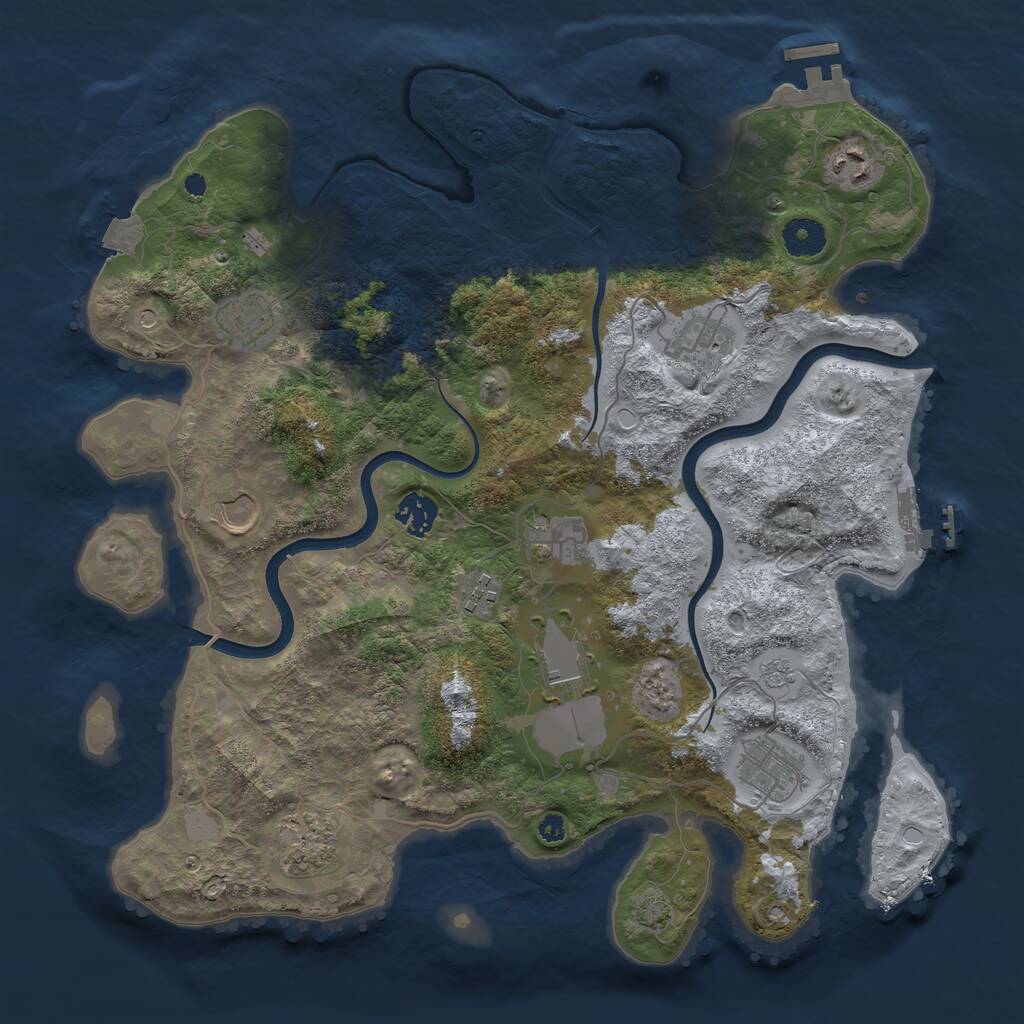 Rust Map: Procedural Map, Size: 3750, Seed: 113542941, 16 Monuments