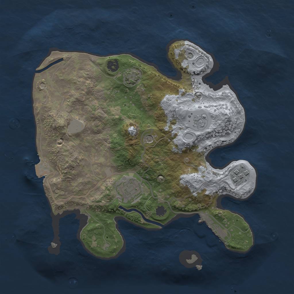 Rust Map: Procedural Map, Size: 2500, Seed: 2008444175, 9 Monuments