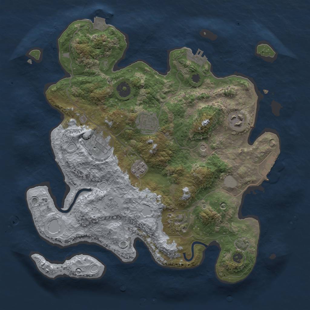 Rust Map: Procedural Map, Size: 3200, Seed: 6969, 13 Monuments