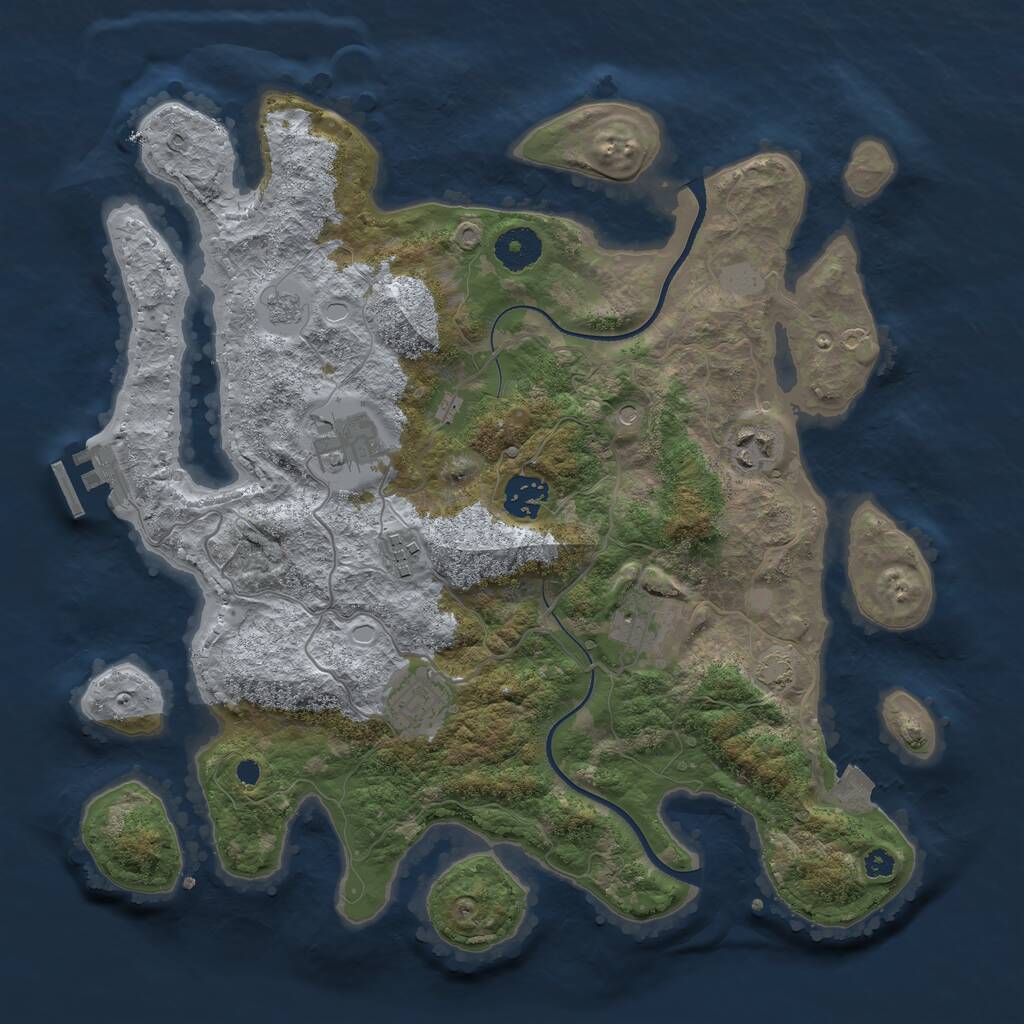 Rust Map: Procedural Map, Size: 3500, Seed: 111560594, 11 Monuments