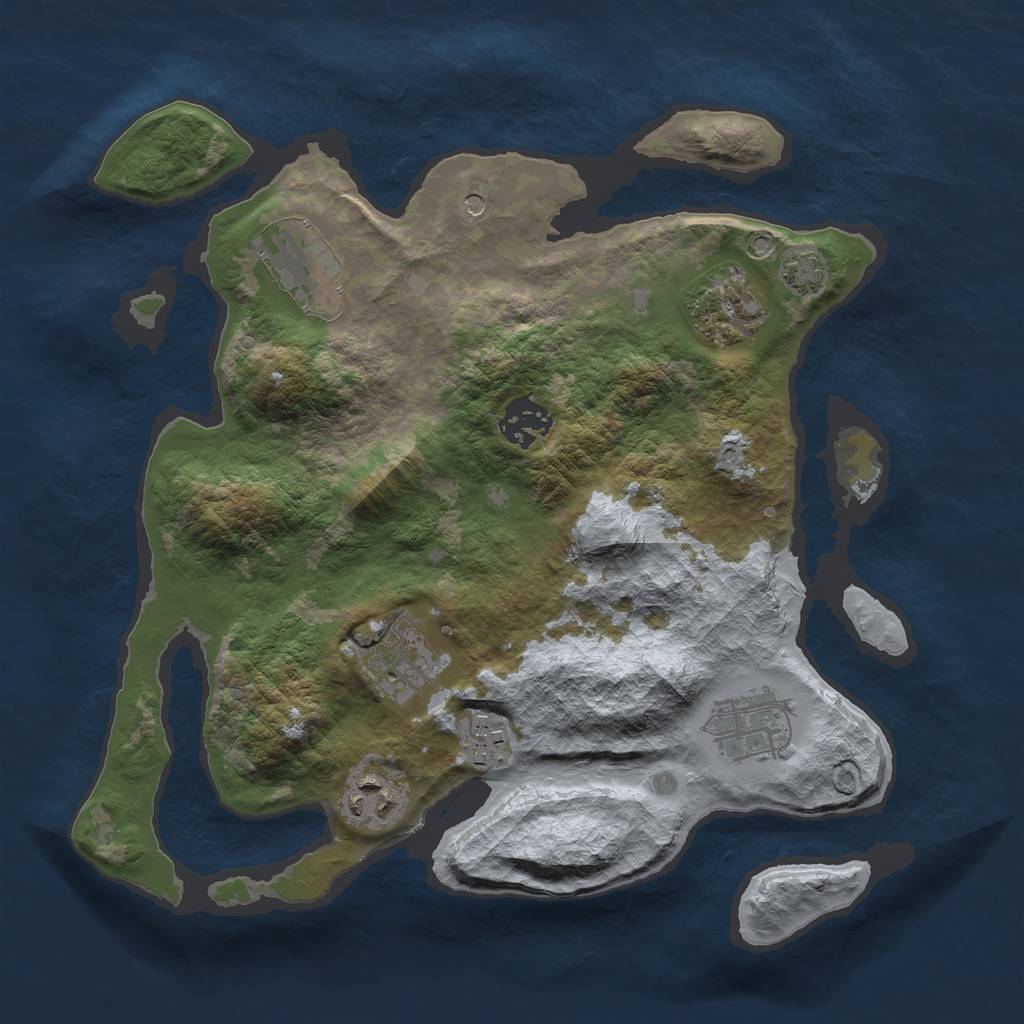 Rust Map: Barren, Size: 3100, Seed: 3100, 11 Monuments
