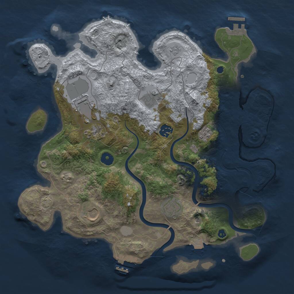 Rust Map: Procedural Map, Size: 3500, Seed: 1936845206, 13 Monuments