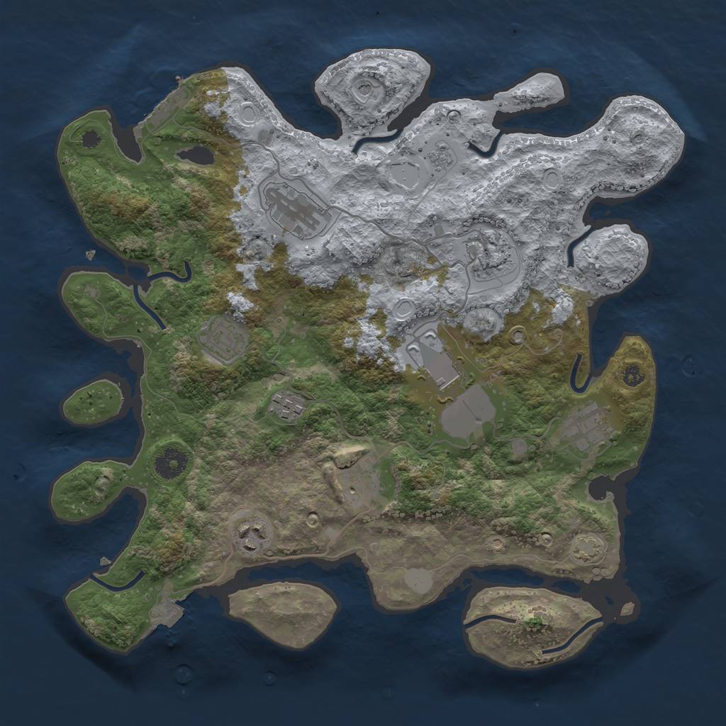 Rust Map: Procedural Map, Size: 3500, Seed: 441357147, 15 Monuments