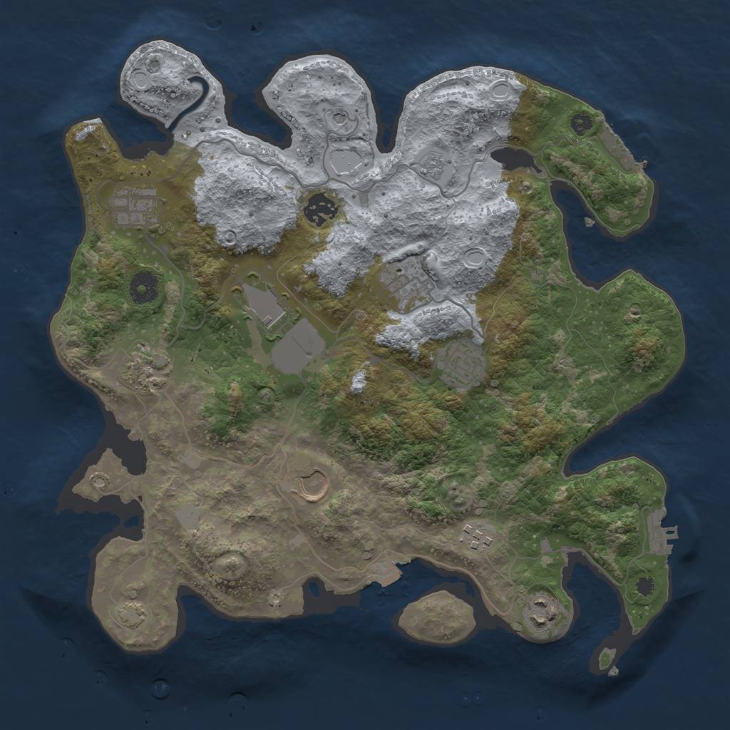Rust Map: Procedural Map, Size: 3500, Seed: 2002034772, 17 Monuments