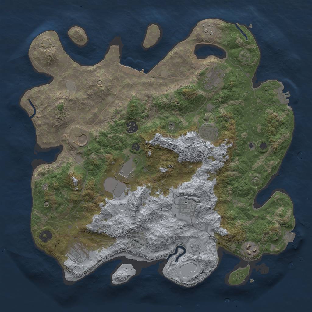Rust Map: Procedural Map, Size: 3800, Seed: 105544462, 17 Monuments