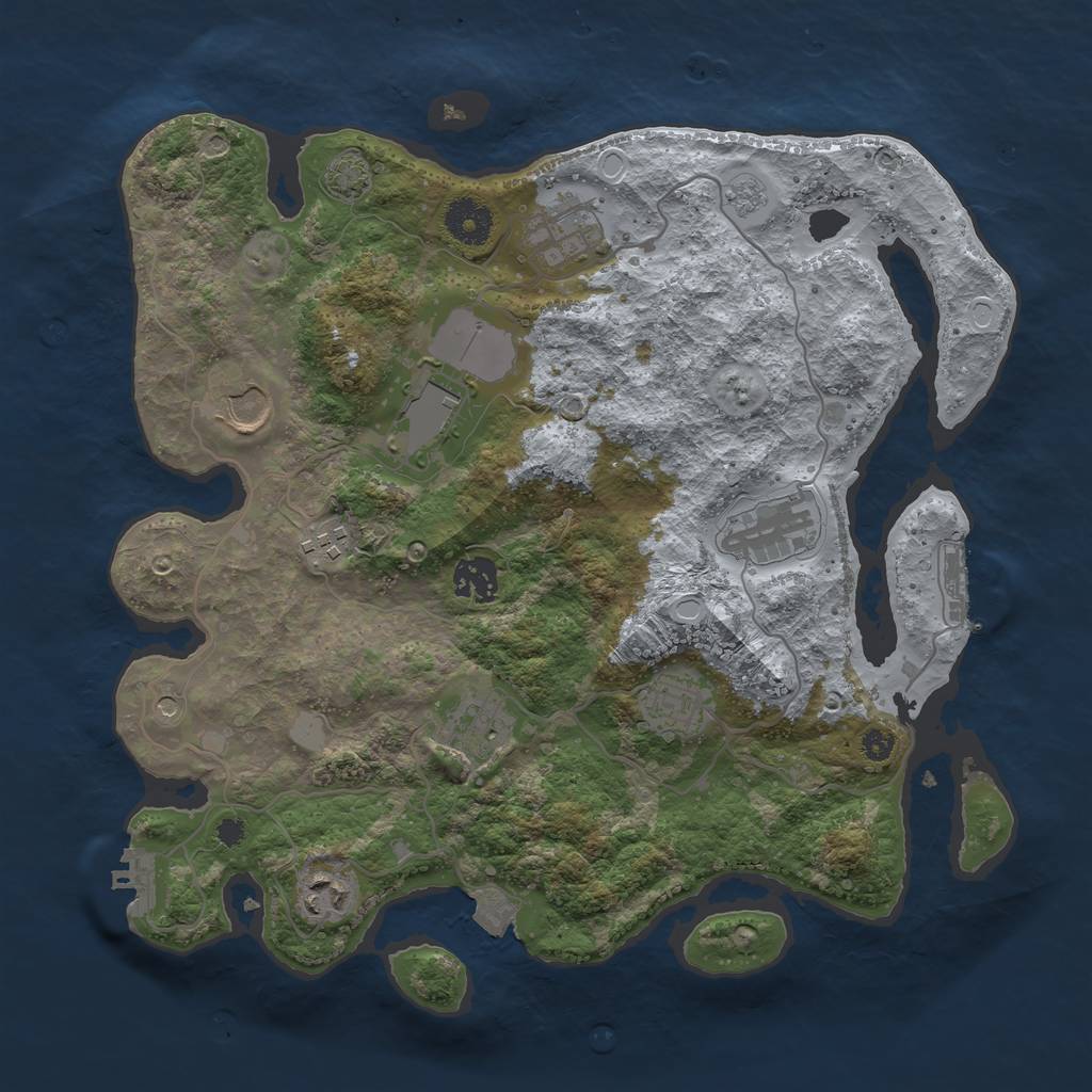 Rust Map: Procedural Map, Size: 3500, Seed: 5346457, 17 Monuments