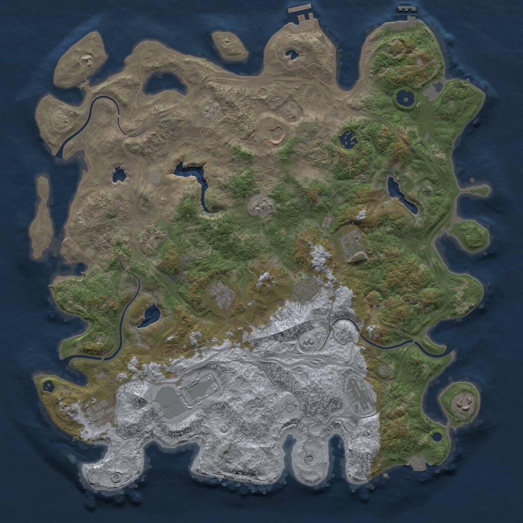 Rust Map: Procedural Map, Size: 4500, Seed: 1428259038, 17 Monuments