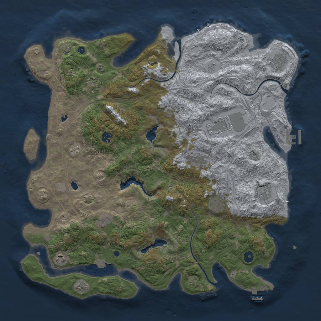 Rust Map: Procedural Map, Size: 4500, Seed: 1028431293, 16 Monuments