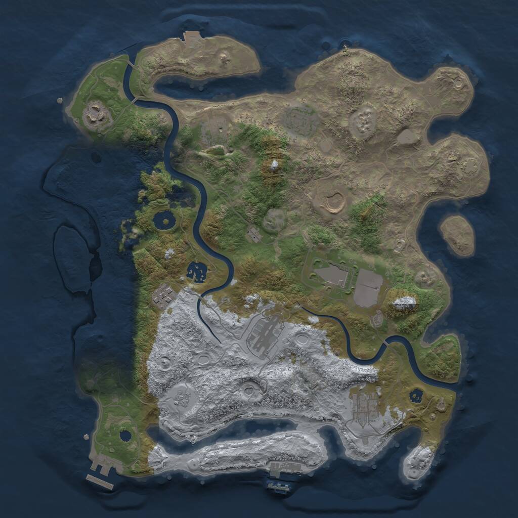 Rust Map: Procedural Map, Size: 3700, Seed: 370625316, 15 Monuments