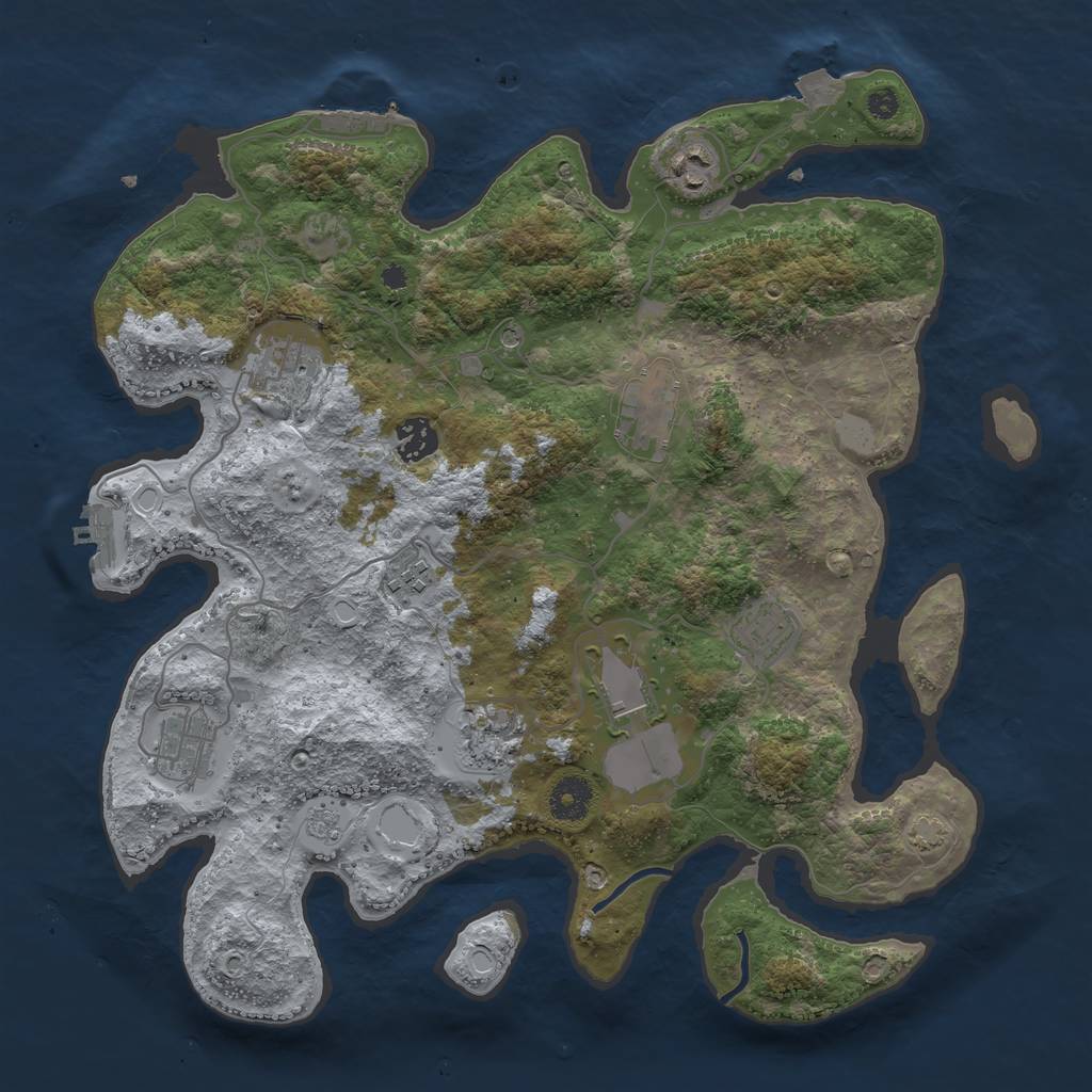 Rust Map: Procedural Map, Size: 3700, Seed: 1838168057, 17 Monuments