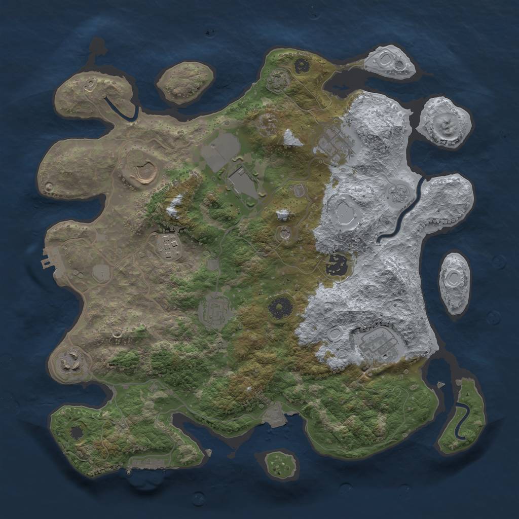 Rust Map: Procedural Map, Size: 3500, Seed: 11037, 16 Monuments