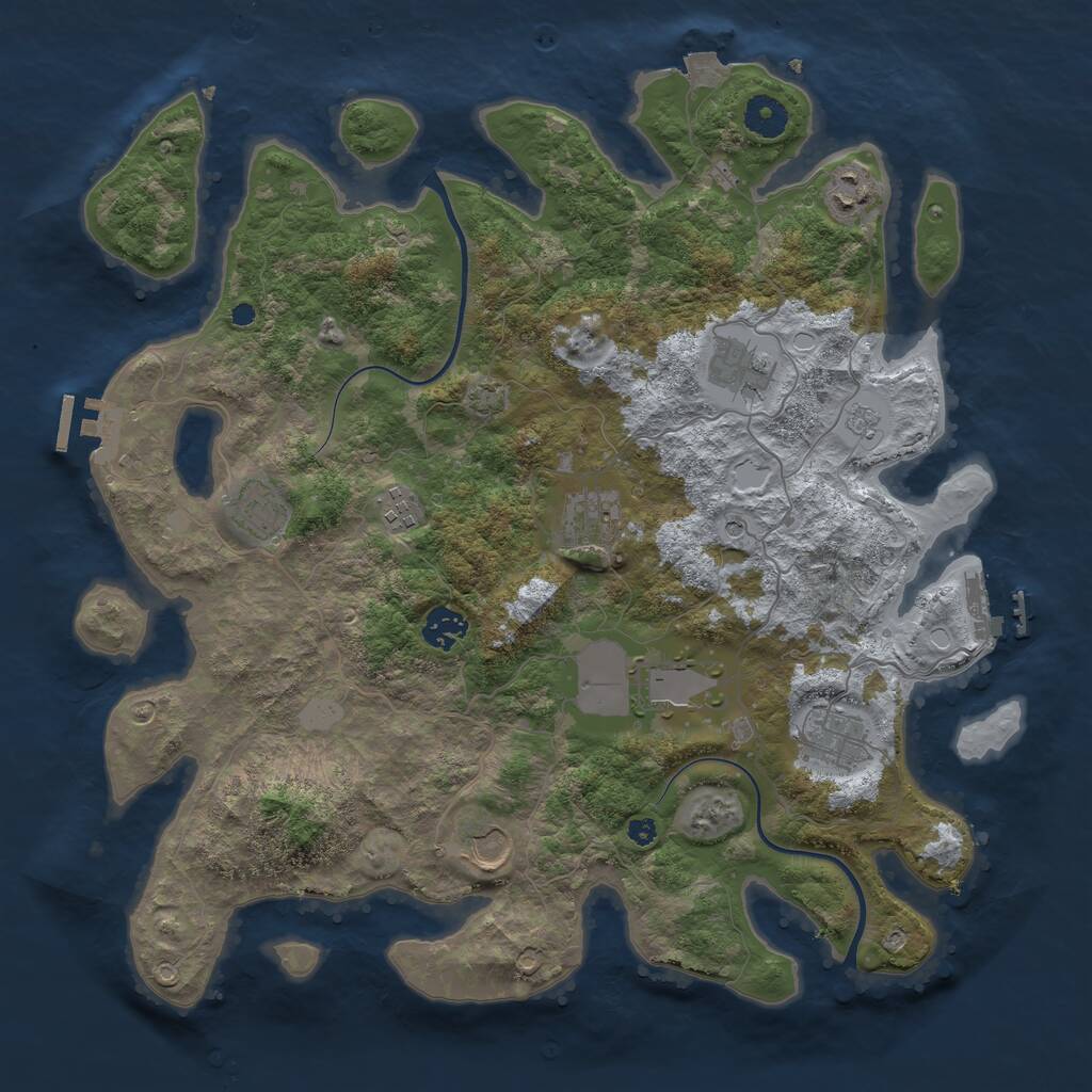 Rust Map: Procedural Map, Size: 3850, Seed: 81215858, 15 Monuments