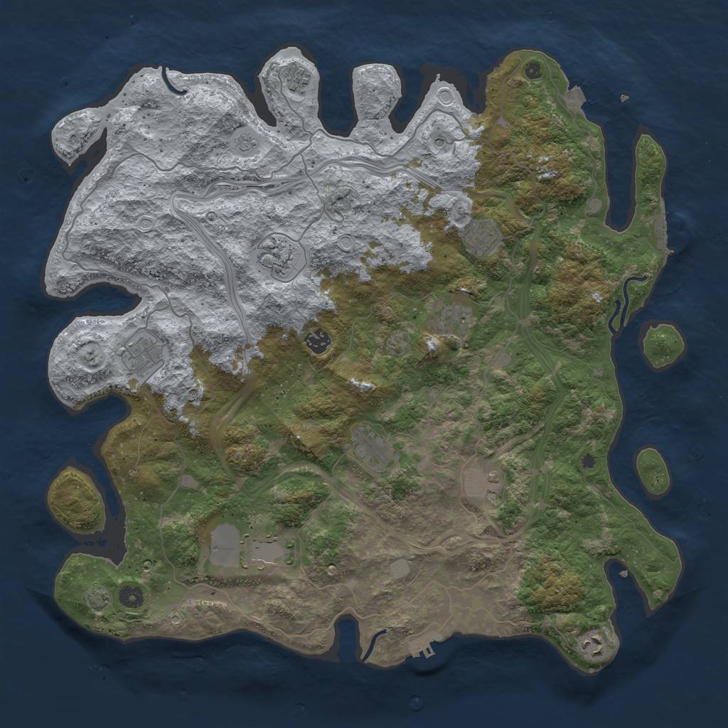 Rust Map: Procedural Map, Size: 4500, Seed: 1911467447, 18 Monuments