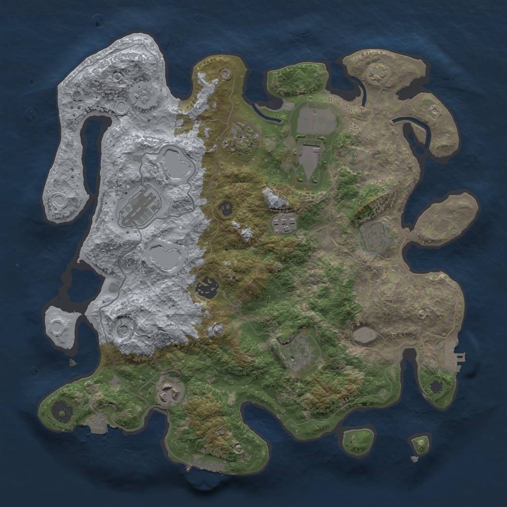 Rust Map: Procedural Map, Size: 3500, Seed: 1252796405, 16 Monuments