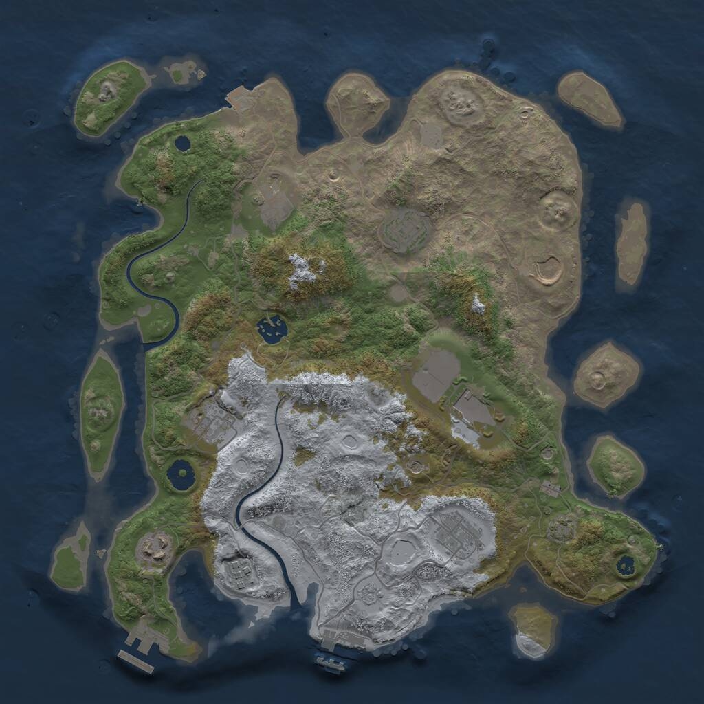 Rust Map: Procedural Map, Size: 3700, Seed: 484621883, 15 Monuments