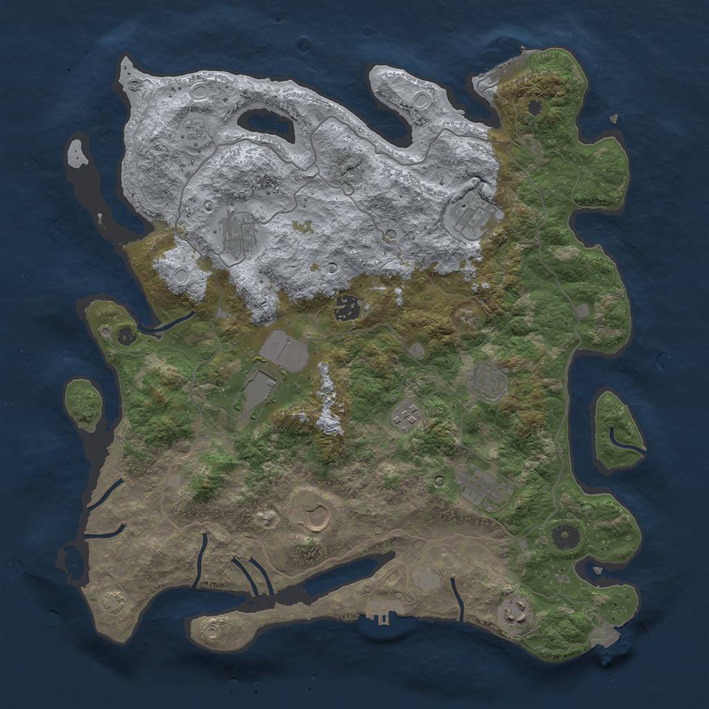 Rust Map: Procedural Map, Size: 4000, Seed: 1672396650, 17 Monuments