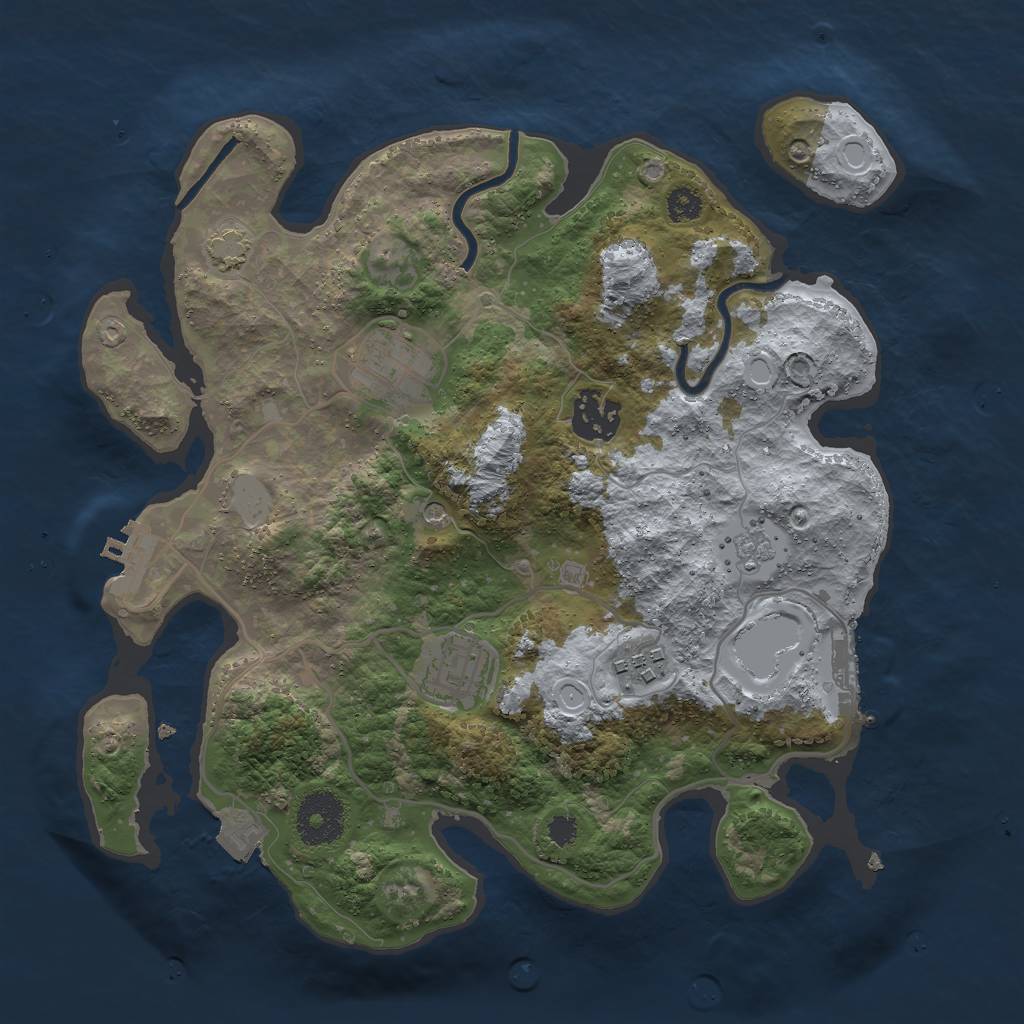 Rust Map: Procedural Map, Size: 3000, Seed: 1016632913, 12 Monuments
