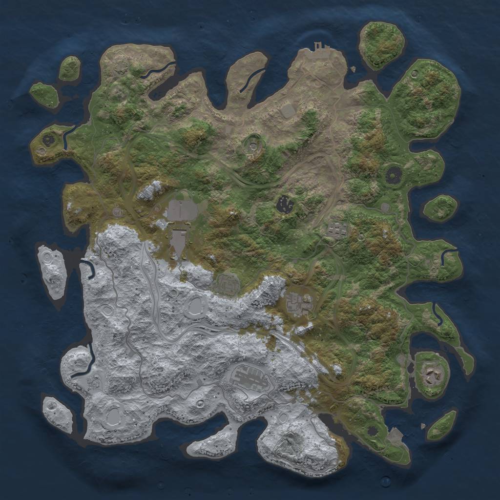 Rust Map: Procedural Map, Size: 4300, Seed: 553808932, 14 Monuments