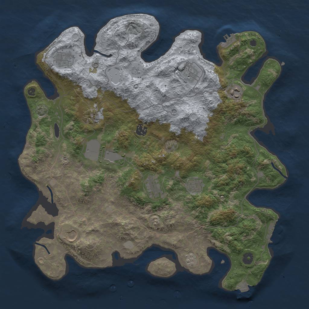 Rust Map: Procedural Map, Size: 4000, Seed: 2002034772, 18 Monuments